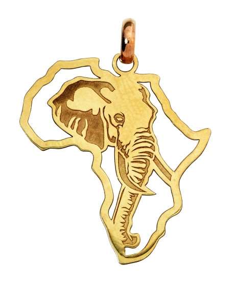 9k / 9ct gold map of Africa PENDANT: elephant