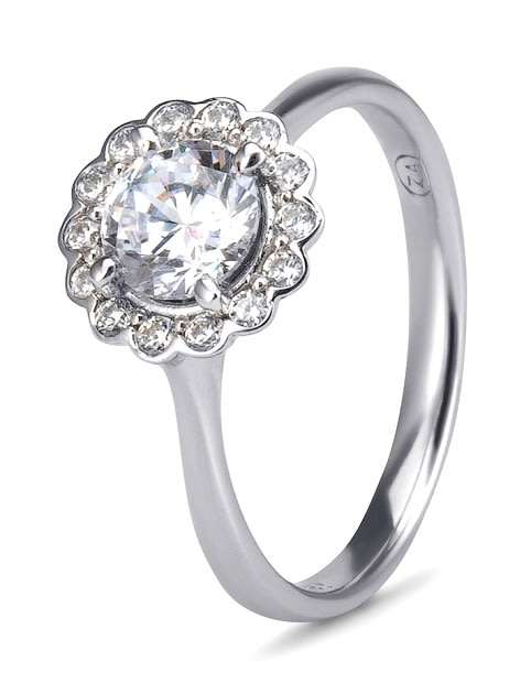 9k / 9ct white gold Engagement or Dress petal halo RING: simulated diamonds GLAMOROUS