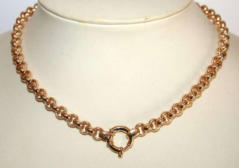 9k / 9ct gold Rolo / Belcher Signoretti CHAIN: 8mm wide, 50cm