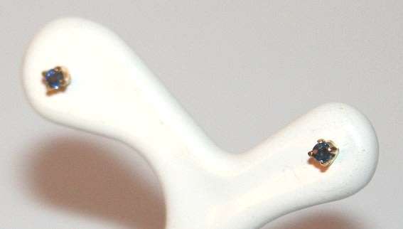 EARRINGS: 2mm Blue Sapphires, 19.2k / 19.2ct Portuguese rose gold. Ready for you. Last pair!