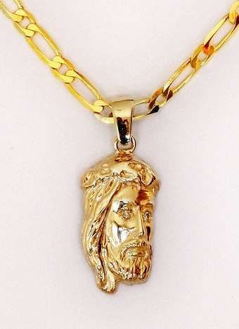 9k / 9ct gold face of Christ PENDANT: diamond eyes. Ready for you. Last one!