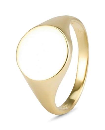 9k / 9ct gold round Signet RING, 13mm, size V