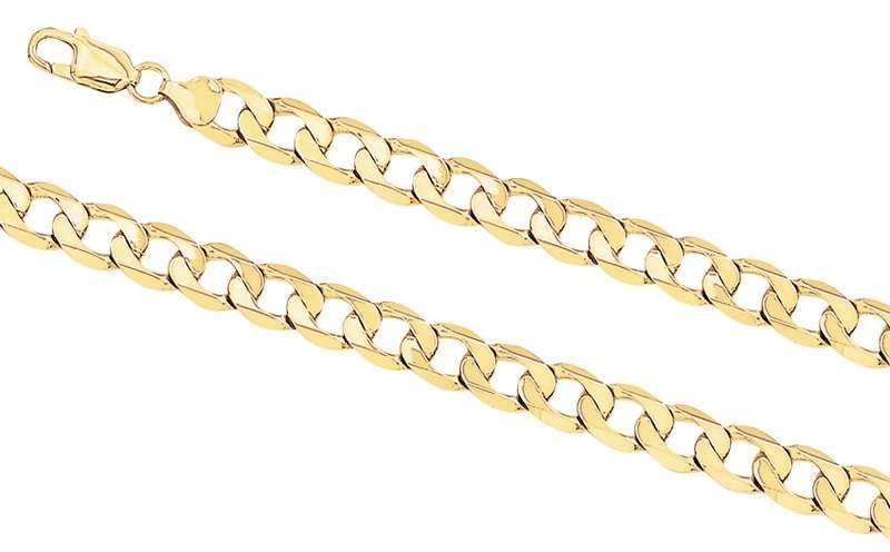 9k / 9ct gold oval curb CHAIN: 8.7mm wide, 60cm