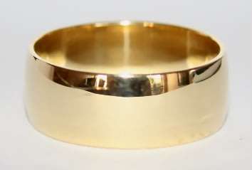 9k / 9ct gold Wedding Band / Ring, 8mm wide, D-shaped, size S or T