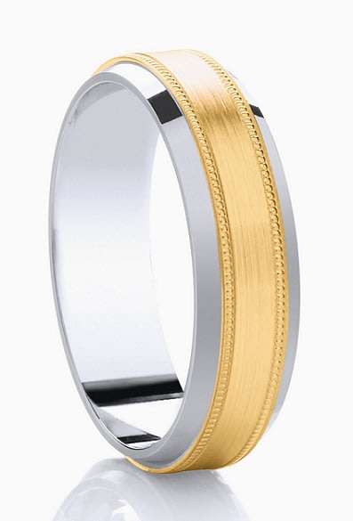 Designer wedding BAND: 9k / 9ct gold & Argentium silver, 6mm wide, blasted & milgrain a STUNNER