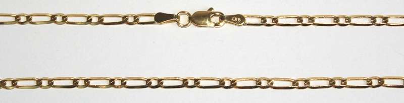 9k / 9ct gold CHAIN: 1+1 Figaro, 2.7mm wide, 55cm
