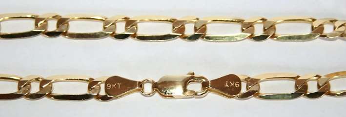 9k / 9ct gold CHAIN: 1+1 Figaro, 3.9mm wide, 55cm