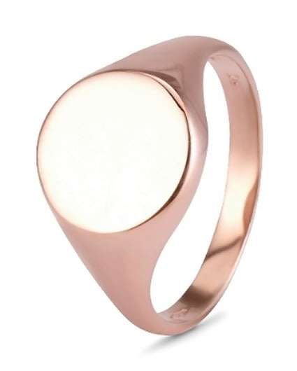 9k / 9ct rose gold round Signet RING, 13mm, size V