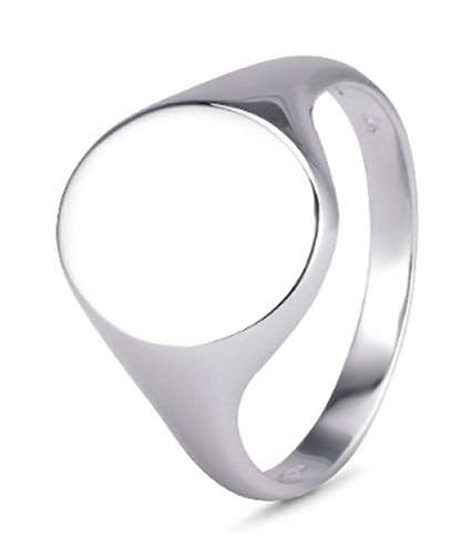 9k / 9ct white gold round Signet RING, 13mm, size V