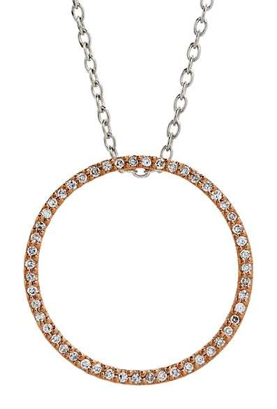 9k / 9ct rose gold Circle of Life PENDANT: 20mm wide, 0.16cttw diamonds, +45cm CHAIN