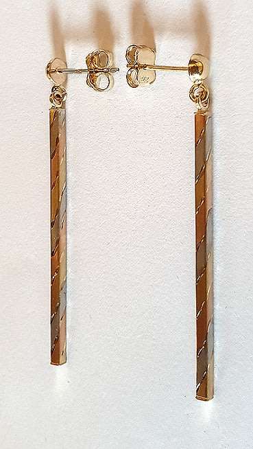 9k / 9ct 3-colour gold square DROP EARRINGS  REFINED. Ready for you. Last pair!