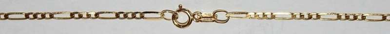 9k / 9ct gold Ankle Chain: 3+1 Figaro, 1.9mm wide, 26cm