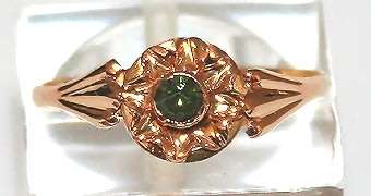 RING: green stone, 19.2k / 19.2ct Portuguese rose gold, size E-. Ready for you. Last one!