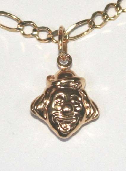 9k / 9ct gold clown face CHARM. Ready for you. Last one!