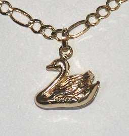 9k / 9ct gold swan CHARM. Ready for you. Last one!