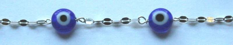 10k / 10ct white gold BRACELET: All seeing eye / evil eye, marina link. Ready for you. Last one!