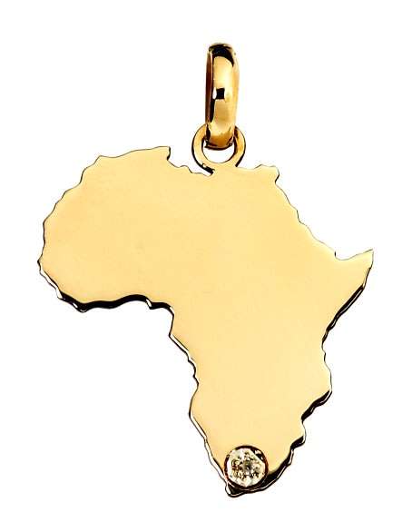 9k / 9ct gold map of Africa PENDANT: diamond