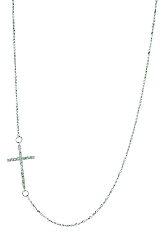 9k / 9ct white gold CROSS: 0.10cttw diamonds, on a 45cm CHAIN