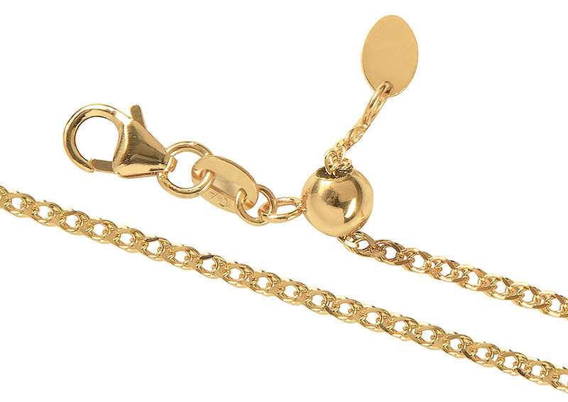 9k / 9ct gold Spiga / Wheat CHAIN: 1.3mm wide, adjustable to 50cm