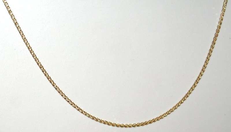9k / 9ct gold Spiga / Wheat CHAIN: 1.3mm wide, adjustable to 50cm. Ready for you. Last one!