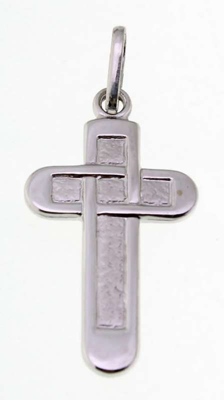 9k / 9ct white gold CROSS: flat, matt, intertwined =UNIQUE. Last one!