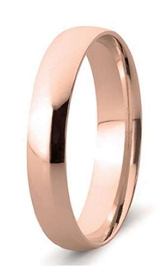 9k / 9ct rose gold Wedding Band / Ring, 4mm wide, half round, size Q, R or S