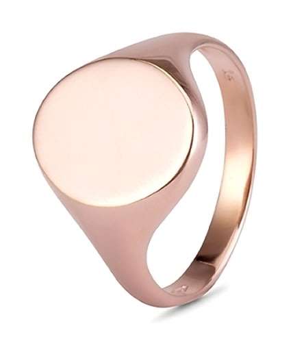 9k / 9ct rose gold oval Signet RING, 12x15mm, size V