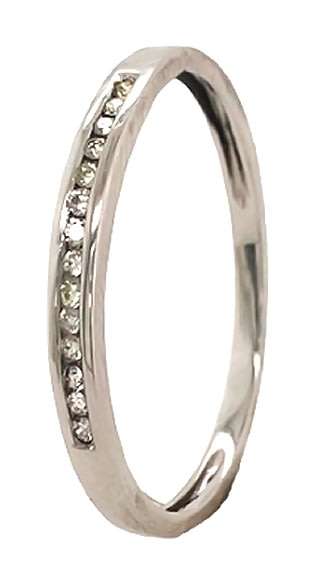 9k / 9ct white gold Eternity RING: 0.10cttw channel set diamonds, size L or M