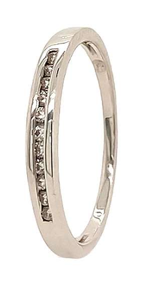 9k / 9ct white gold Eternity RING: 0.07cttw channel set diamonds, size M