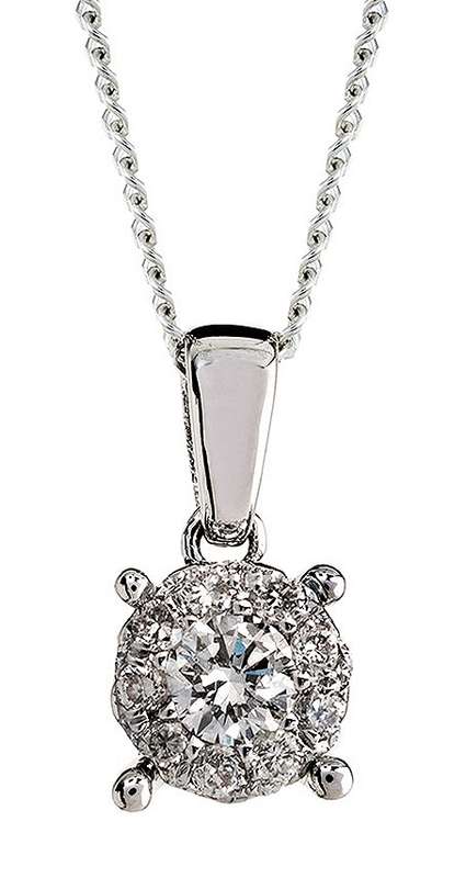 9k / 9ct white gold illusion PENDANT: 0.15cttw diamonds