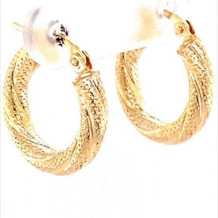 9k / 9ct gold twisted mesh Hoops / Earrings: 16mm long, 3mm wide