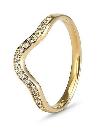 9k / 9ct yellow gold curved BAND: simulated diamonds, size N