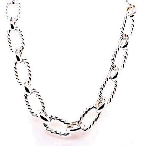Oval rope CHAIN: 11mm wide, 50cm, sterling silver  GLAMOROUS