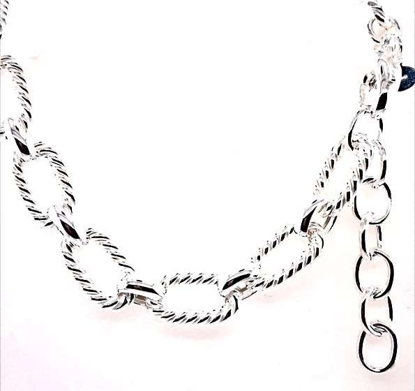 Oval rope CHAIN: 11mm wide, 50cm, sterling silver  GLAMOROUS