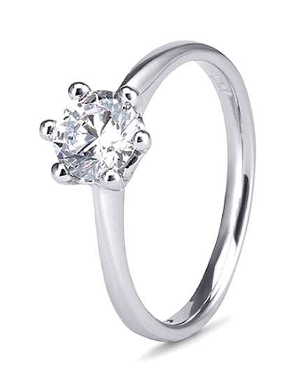 18k / 18ct white gold Solitaire diamond RING: 0.50ct, J, SI1, certified. Last one!