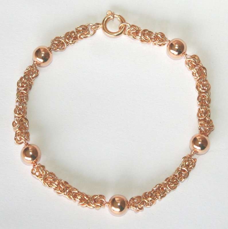 Byzantine & ball bead BRACELET: 19.2k / 19.2ct Portuguese rose gold. Ready for you. Last one!