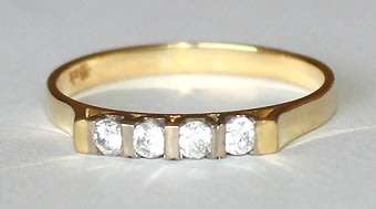 18k / 18ct gold Eternity RING: simulated diamonds  cubic zirconia. Ready for you. Last one!