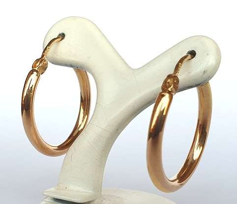 Hoop Earrings: 19.2k / 19.2ct Portuguese rose gold, 2.6 x 23mm. Ready for you. Last pair!