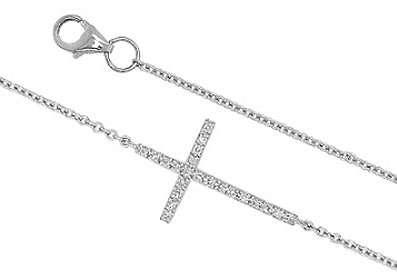 9k / 9ct white gold CROSS: 0.10cttw diamonds, on a 45cm CHAIN