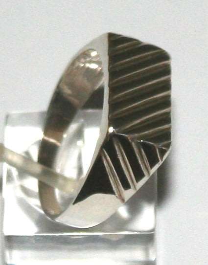 Rectangular ridged table RING: sterling silver. Ready for you. Last one!