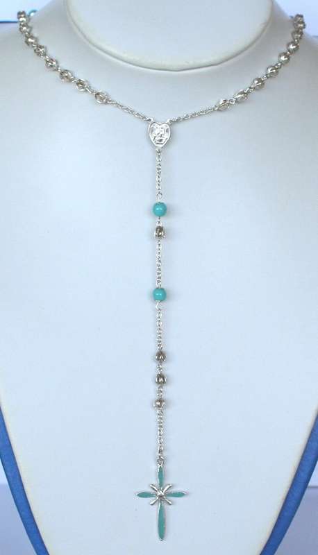 Rosary: sterling silver filigree, turquoise, enamel. Ready for you. Last one!