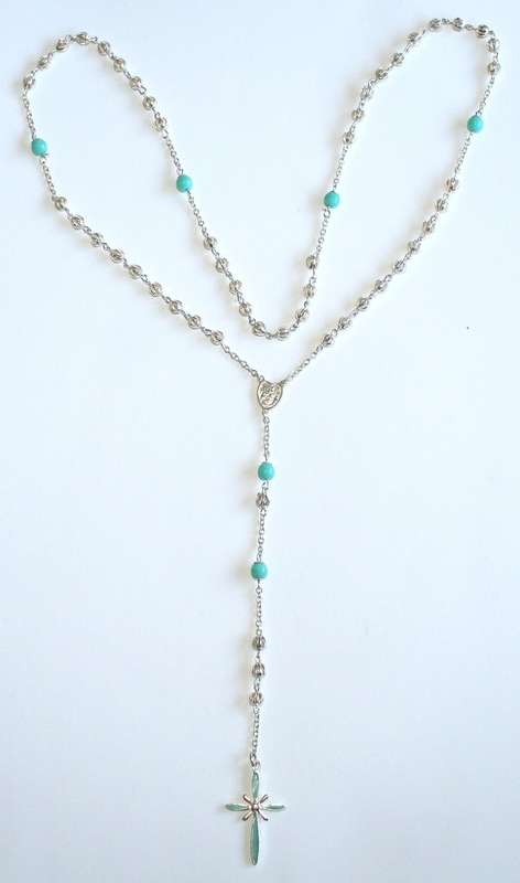 Rosary: sterling silver filigree, turquoise, enamel. Ready for you. Last one!