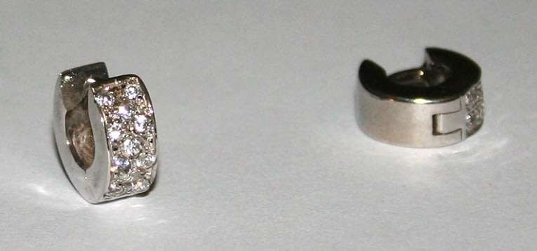 9k / 9ct & CZ Huggie EARRINGS: 12mm wide, reversible, HEAVY. Ready for you. Last pair!