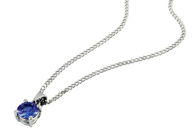 18k / 18ct white gold solitaire PENDANT: 1.00ct round AAA Tanzanite