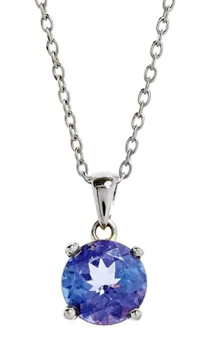 18k / 18ct white gold solitaire PENDANT: 1.00ct round AAA Tanzanite