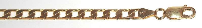 9k / 9ct gold BRACELET: Square curb, 4.9mm wide, 21cm