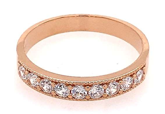 9k / 9ct rose gold Eternity RING: simulated diamonds, 4mm wide