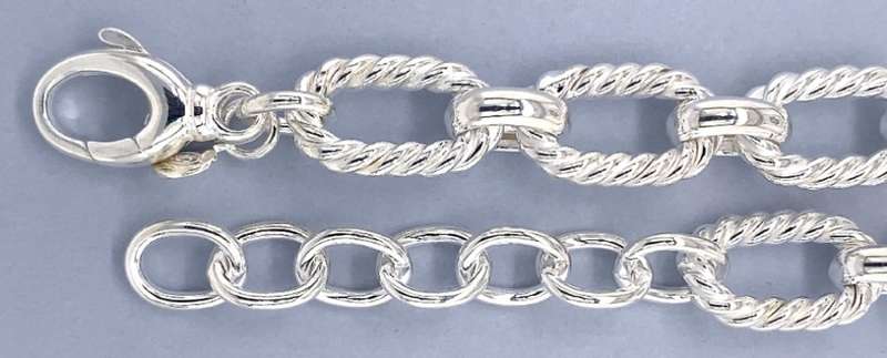 Oval rope CHAIN: 11mm wide, 50cm, sterling silver  GLAMOROUS