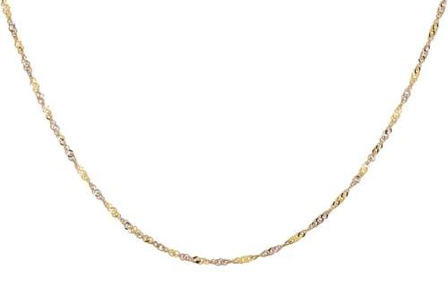 9k / 9ct yellow & white gold Singapore CHAIN, 1.9mm wide, 55cm