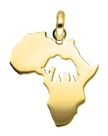 14k / 14ct gold map of Africa PENDANT: elephant